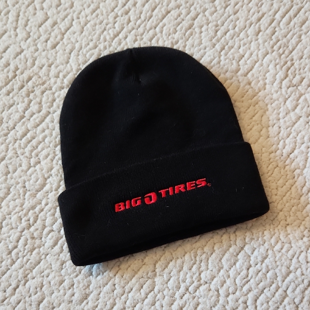 NWOT Big O Tires Winter Beanie Hat Black Red Gorpcore Ski Snow - Picture 1 of 7